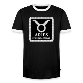 Zodiac sign Aries - Men's Ringer Shirt - black/white - Front - AI Model Female 172 light (172cm) & AI Model Male 178 light (178cm)