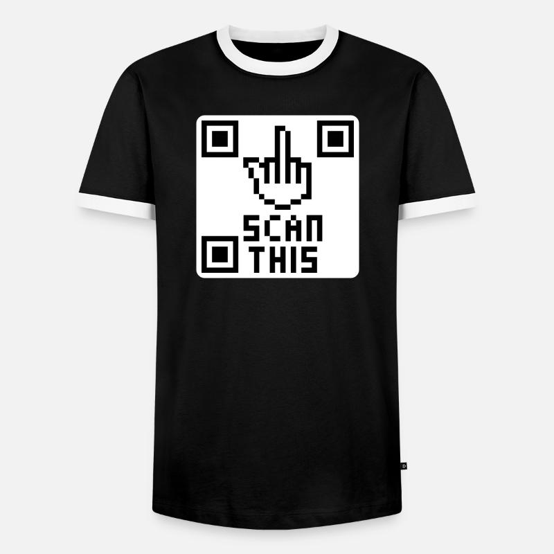 QRcode Mittelfinger - Männer Kontrast-T-Shirt - Schwarz/Weiß