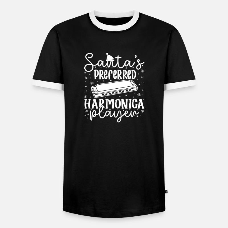Harmonica Musican Santa´s Preferred Harmonica - Männer Kontrast-T-Shirt - Schwarz/Weiß