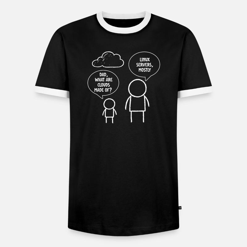 Papa Qu’est-ce que les clouds sont faits de serveurs Linux - T-shirt contrasté Homme - noir/blanc