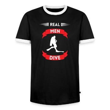 Diving Real Men - Men's Ringer Shirt - black/white - Front - AI Model Female 172 light (172cm) & AI Model Male 178 light (178cm)