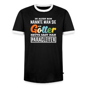 Aventure en parapente Les dieux du parapente - T-shirt contrasté Homme - noir/blanc - Devant - AI Model Female 172 light (172cm) & AI Model Male 178 light (178cm)