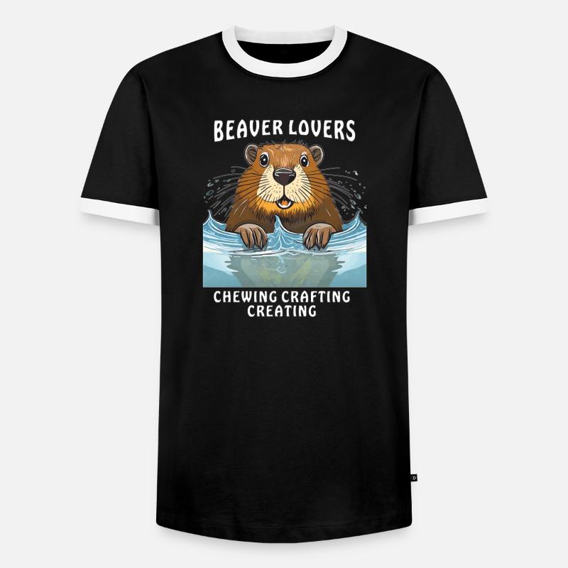 BEAVER LOVERS CHEWING CRAFTING CREATING - Männer Kontrast-T-Shirt - Schwarz/Weiß