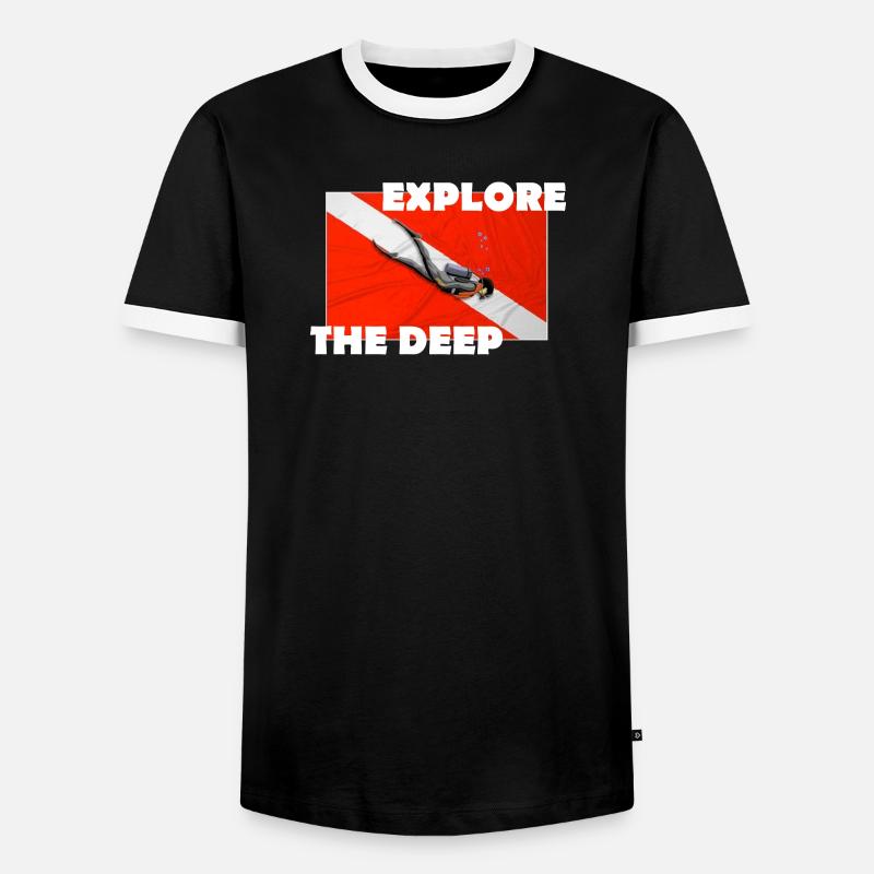 EXPLORE THE DEEP - Men's Ringer Shirt - black/white