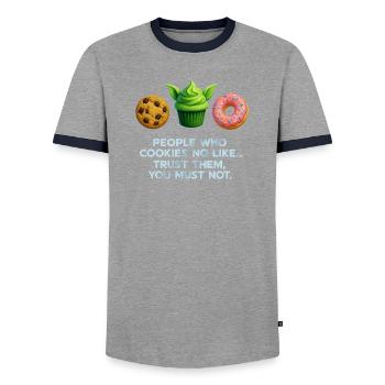 Chemise à muffins drôle Cookie Donut pour les amateurs de sucreries - T-shirt contrasté Homme - gris/marine  - Devant - AI Model Female 172 light (172cm) & AI Model Male 178 light (178cm)