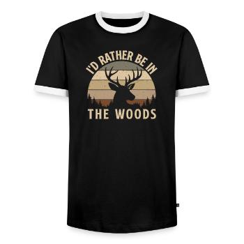 Je préfère être dans les bois Vie en plein air - T-shirt contrasté Homme - noir/blanc - Devant - AI Model Female 172 light (172cm) & AI Model Male 178 light (178cm)