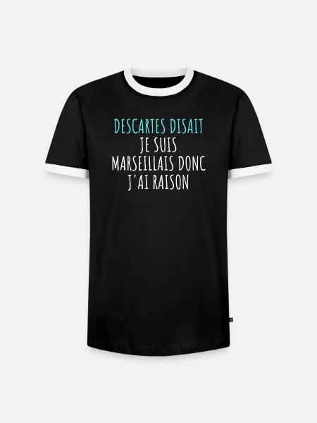 Philosophie Marseille - Parodie Descartes Sud - Männer Kontrast-T-Shirt - Schwarz/Weiß