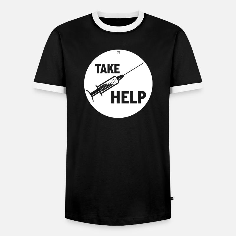 TAKE HELP - Men's Ringer Shirt - black/white