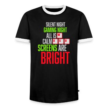 Silent Night Gaming Night All Calm Screens Bright - Männer Kontrast-T-Shirt - Schwarz/Weiß - Vorne - AI Model Female 172 light (172cm) & AI Model Male 178 light (178cm)
