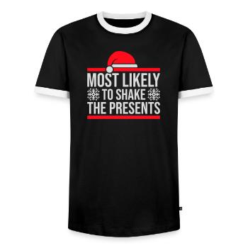 Le plus susceptible de secouer les cadeaux Noël Fun - T-shirt contrasté Homme - noir/blanc - Devant - AI Model Female 172 light (172cm) & AI Model Male 178 light (178cm)