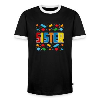 Schwester Ziegelbauer Kreative Familie Block Liebhaber - Männer Kontrast-T-Shirt - Schwarz/Weiß - Vorne - AI Model Female 172 light (172cm) & AI Model Male 178 light (178cm)