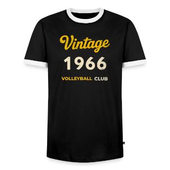 Vintage 1966 – Volleyball Club Retro Birth Year - Men's Ringer Shirt - black/white - Front - AI Model Female 172 light (172cm) & AI Model Male 178 light (178cm)