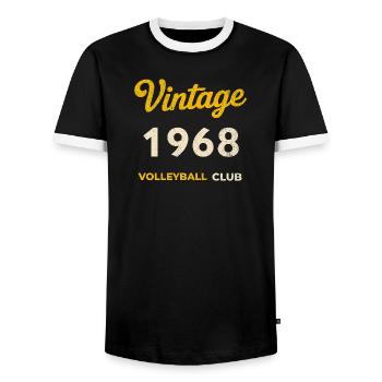 Millésime 1968 – Volleyball Club Rétro Année de naissance - T-shirt contrasté Homme - noir/blanc - Devant - AI Model Female 172 light (172cm) & AI Model Male 178 light (178cm)