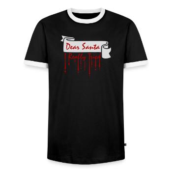Cher Père Noël, j’ai vraiment essayé l’humour de Noël drôle - T-shirt contrasté Homme - noir/blanc - Devant - AI Model Female 172 light (172cm) & AI Model Male 178 light (178cm)