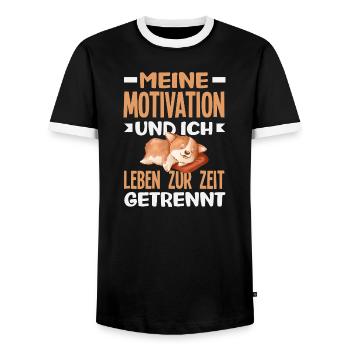 Meine Motivation und Ich - zur zeit getrennt - Männer Kontrast-T-Shirt - Schwarz/Weiß - Vorne - AI Model Female 172 light (172cm) & AI Model Male 178 light (178cm)