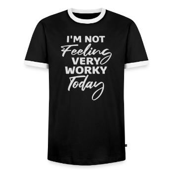 Je ne me sens pas très worky aujourd’hui Faul Arbeit humour - T-shirt contrasté Homme - noir/blanc - Devant - AI Model Female 172 light (172cm) & AI Model Male 178 light (178cm)