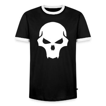 Shadowskull Silhouette - Men's Ringer Shirt - black/white - Front - AI Model Female 172 light (172cm) & AI Model Male 178 light (178cm)