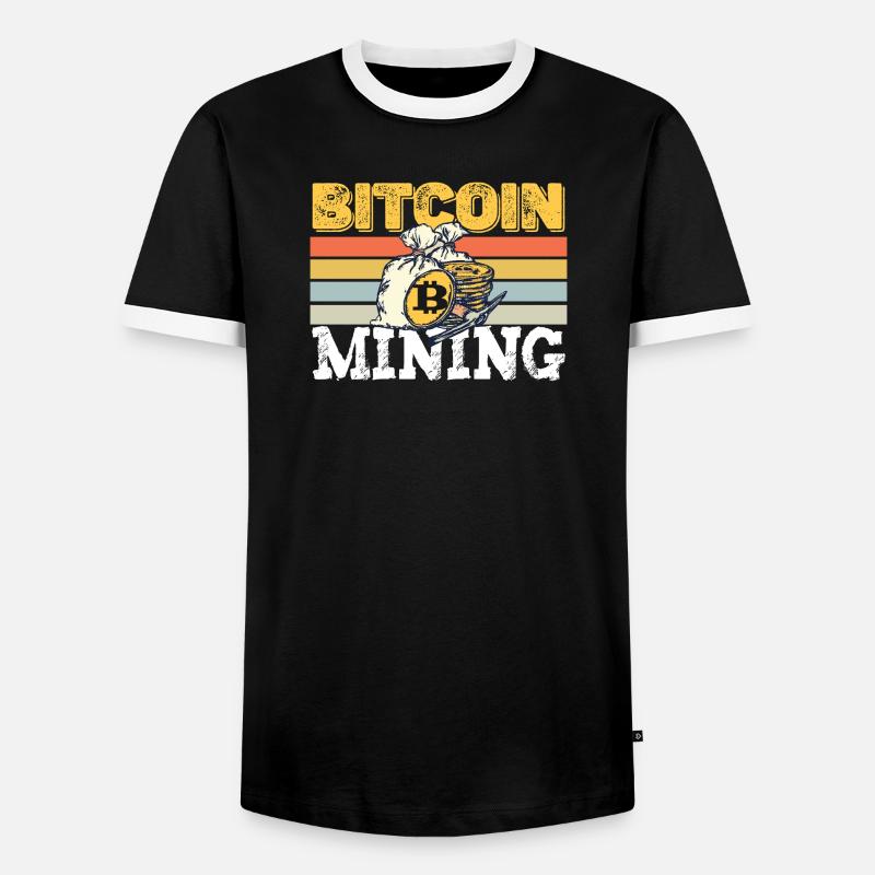 Bitcoin Mining retro - Männer Kontrast-T-Shirt - Schwarz/Weiß
