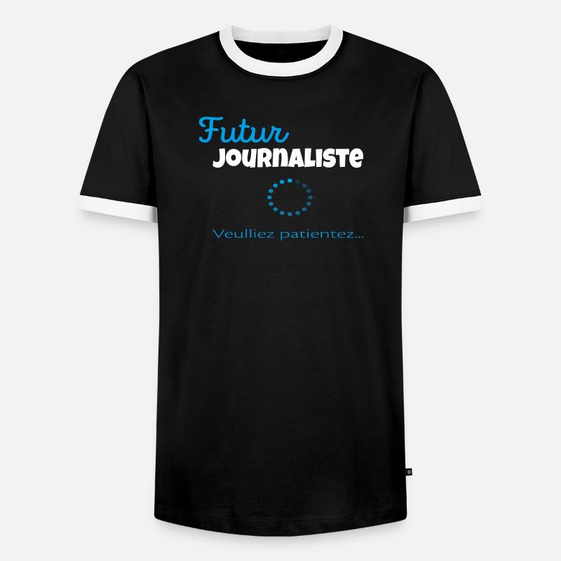 Future Journalist – Please Wait - Men's Ringer Shirt - black/white