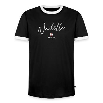 Neukölln - Berlin Flagge - Berliner Bär - Männer Kontrast-T-Shirt - Schwarz/Weiß - Vorne - AI Model Female 172 light (172cm) & AI Model Male 178 light (178cm)