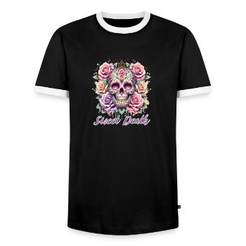 Flowers Skull Beauty Bloom - Men's Ringer Shirt - black/white - Front - AI Model Female 172 light (172cm) & AI Model Male 178 light (178cm)