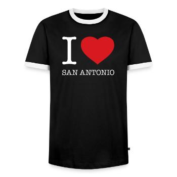 I love San Antonio - Men's Ringer Shirt - black/white - Front - AI Model Female 172 light (172cm) & AI Model Male 178 light (178cm)