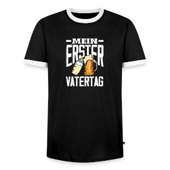 Drôle de cadeau de fête des pères papa bière - T-shirt contrasté Homme - noir/blanc - Devant - AI Model Female 172 light (172cm) & AI Model Male 178 light (178cm)