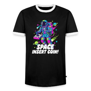 Pièce d’insertion spatiale - T-shirt contrasté Homme - noir/blanc - Devant - AI Model Female 172 light (172cm) & AI Model Male 178 light (178cm)