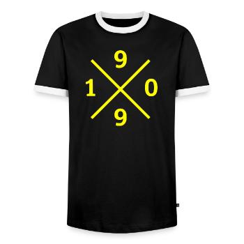 1909 – Ruhrpott Liebe Fussball Dortmund Shirt - Männer Kontrast-T-Shirt - Schwarz/Weiß - Vorne - AI Model Female 172 light (172cm) & AI Model Male 178 light (178cm)