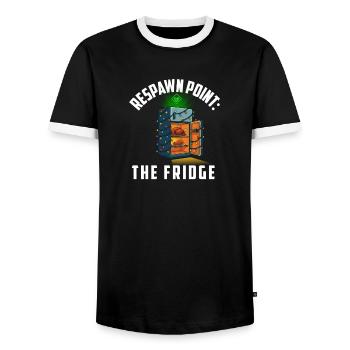 Respawn Point The Fridge Gaming Lover Gamer Xmas - Men's Ringer Shirt - black/white - Front - AI Model Female 172 light (172cm) & AI Model Male 178 light (178cm)