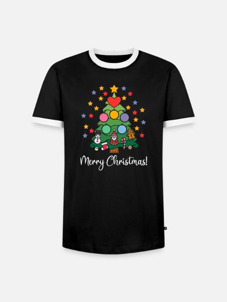 Weihnachtsbaum Tannenbaum Merry Christmas Sterne - Männer Kontrast-T-Shirt - Schwarz/Weiß