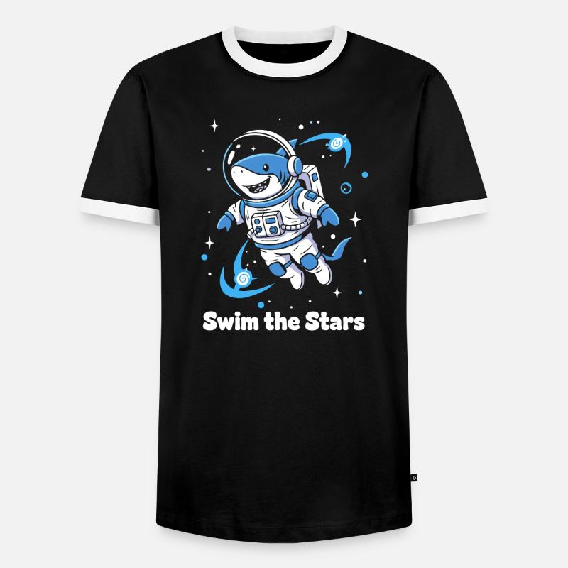 Space Shark Astronaut - Men's Ringer Shirt - black/white