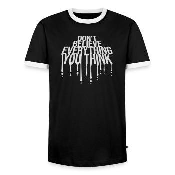 Ne croyez pas tout ce que vous pensez en disant la sagesse - T-shirt contrasté Homme - noir/blanc - Devant - AI Model Female 172 light (172cm) & AI Model Male 178 light (178cm)