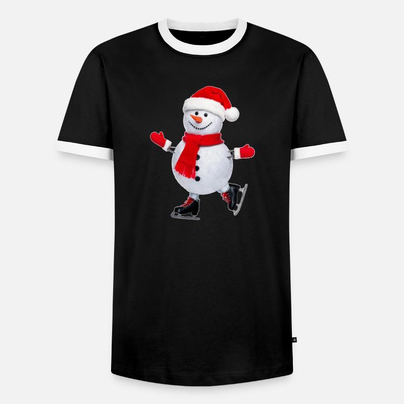 Schneeman - Männer Kontrast-T-Shirt - Schwarz/Weiß