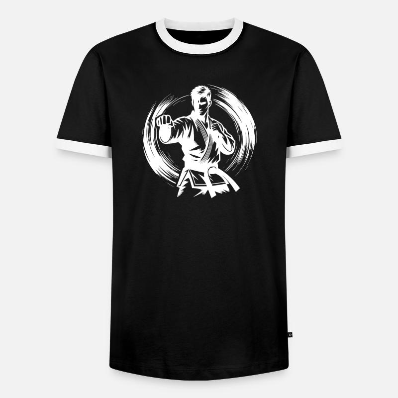Dynamische Kampfpose Perfekte Karate Silhouette - Männer Kontrast-T-Shirt - Schwarz/Weiß