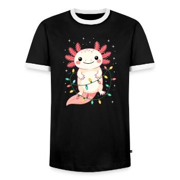 Axolotl Weihnachten Weihnachtspullover lustig süß - Männer Kontrast-T-Shirt - Schwarz/Weiß - Vorne - AI Model Female 172 light (172cm) & AI Model Male 178 light (178cm)