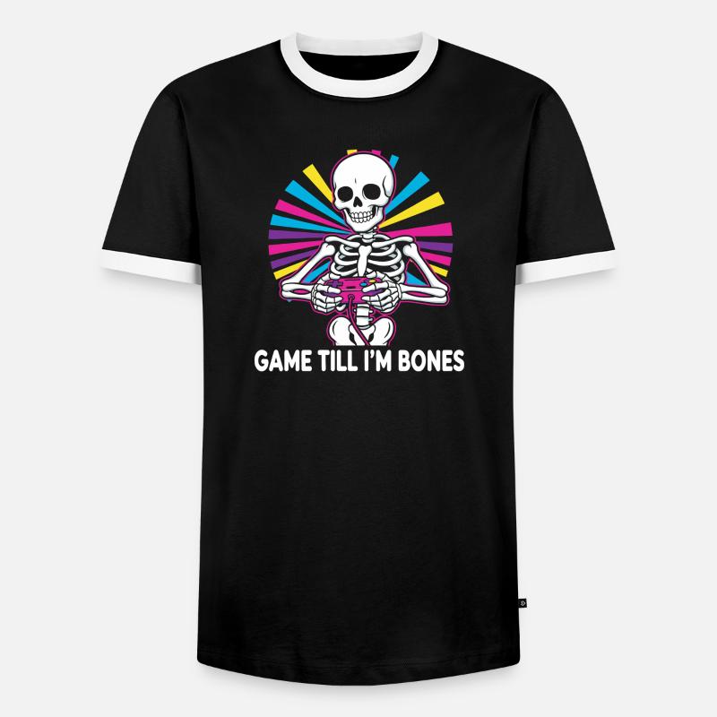 Game Till Bones Skeleton Controller - Men's Ringer Shirt - black/white