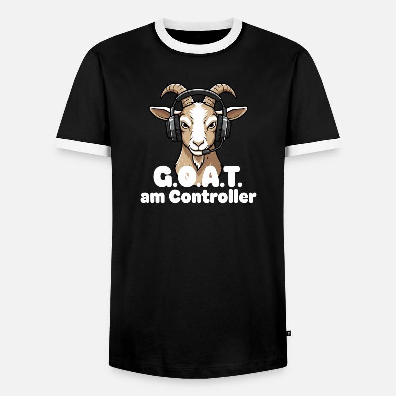 GOAT am Controller - Männer Kontrast-T-Shirt - Schwarz/Weiß