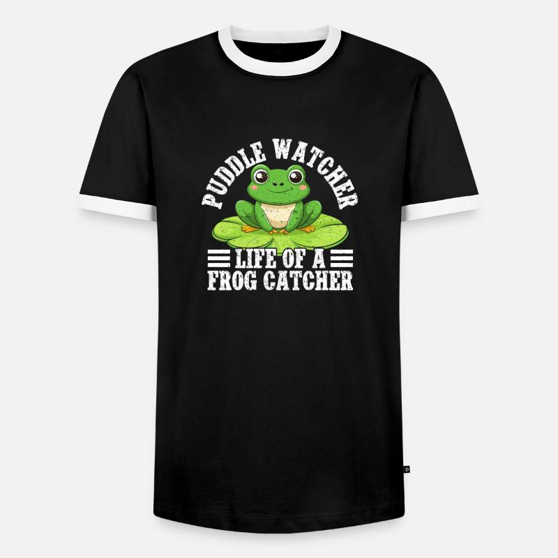 Frog Catcher Puddle Watcher Frog - Men's Ringer Shirt - black/white