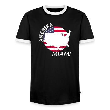 Miami - T-shirt contrasté Homme - noir/blanc - Devant - AI Model Female 172 light (172cm) & AI Model Male 178 light (178cm)