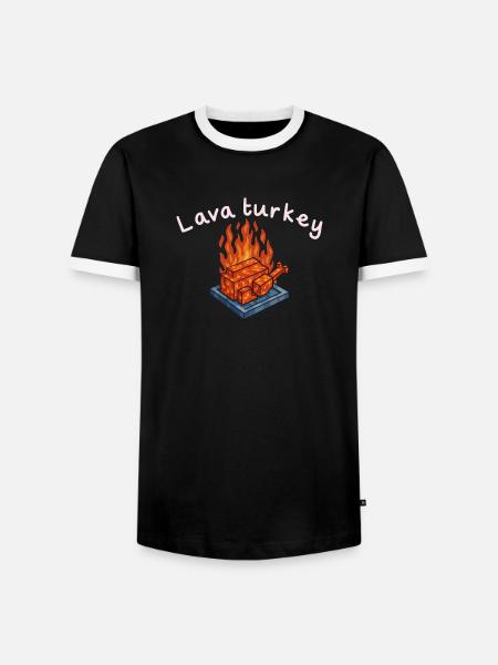 Lava-Truthahn-Ziegelbraten - Männer Kontrast-T-Shirt - Schwarz/Weiß