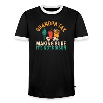 Grandpa Tax Not Poison Funny Candy Stealing Quote - Men's Ringer Shirt - black/white - Front - AI Model Female 172 light (172cm) & AI Model Male 178 light (178cm)