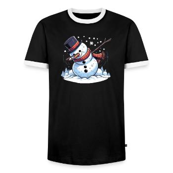 Dabbing Weihnachts Schneemann Dab Weihnachten - Männer Kontrast-T-Shirt - Schwarz/Weiß - Vorne - AI Model Female 172 light (172cm) & AI Model Male 178 light (178cm)
