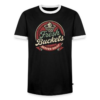 Basketball Spruch Humor Basketballer Geschenkidee - Männer Kontrast-T-Shirt - Schwarz/Weiß - Vorne - AI Model Female 172 light (172cm) & AI Model Male 178 light (178cm)