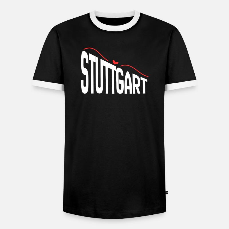 Stuttgart - Männer Kontrast-T-Shirt - Schwarz/Weiß
