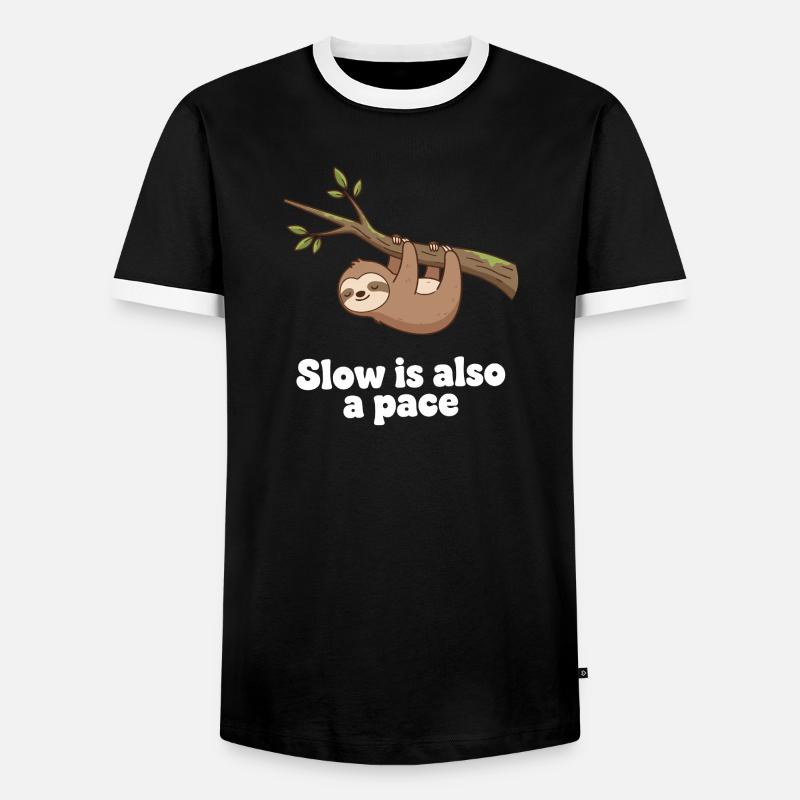 Langsam ist auch ein Tempo - Männer Kontrast-T-Shirt - Schwarz/Weiß