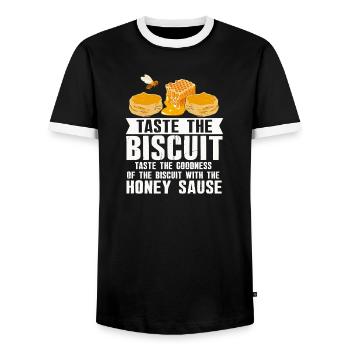 Taste the Biscuit Honey Drizzle - Men's Ringer Shirt - black/white - Front - AI Model Female 172 light (172cm) & AI Model Male 178 light (178cm)