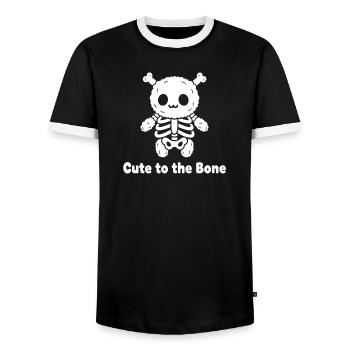 Ami mignon en os - T-shirt contrasté Homme - noir/blanc - Devant - AI Model Female 172 light (172cm) & AI Model Male 178 light (178cm)