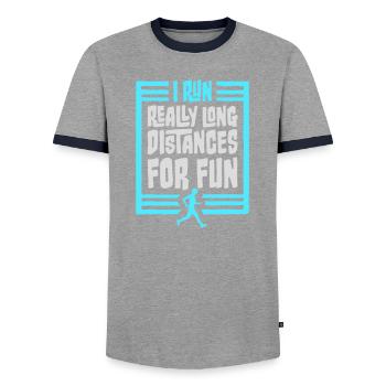 Je cours de très longues distances pour un marathon amusant - T-shirt contrasté Homme - gris/marine  - Devant - AI Model Female 172 light (172cm) & AI Model Male 178 light (178cm)