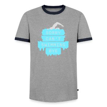 Sorry Can't Swimming Bye Schwimmer Ausrede Humor - Männer Kontrast-T-Shirt - Grau/Navy  - Vorne - AI Model Female 172 light (172cm) & AI Model Male 178 light (178cm)